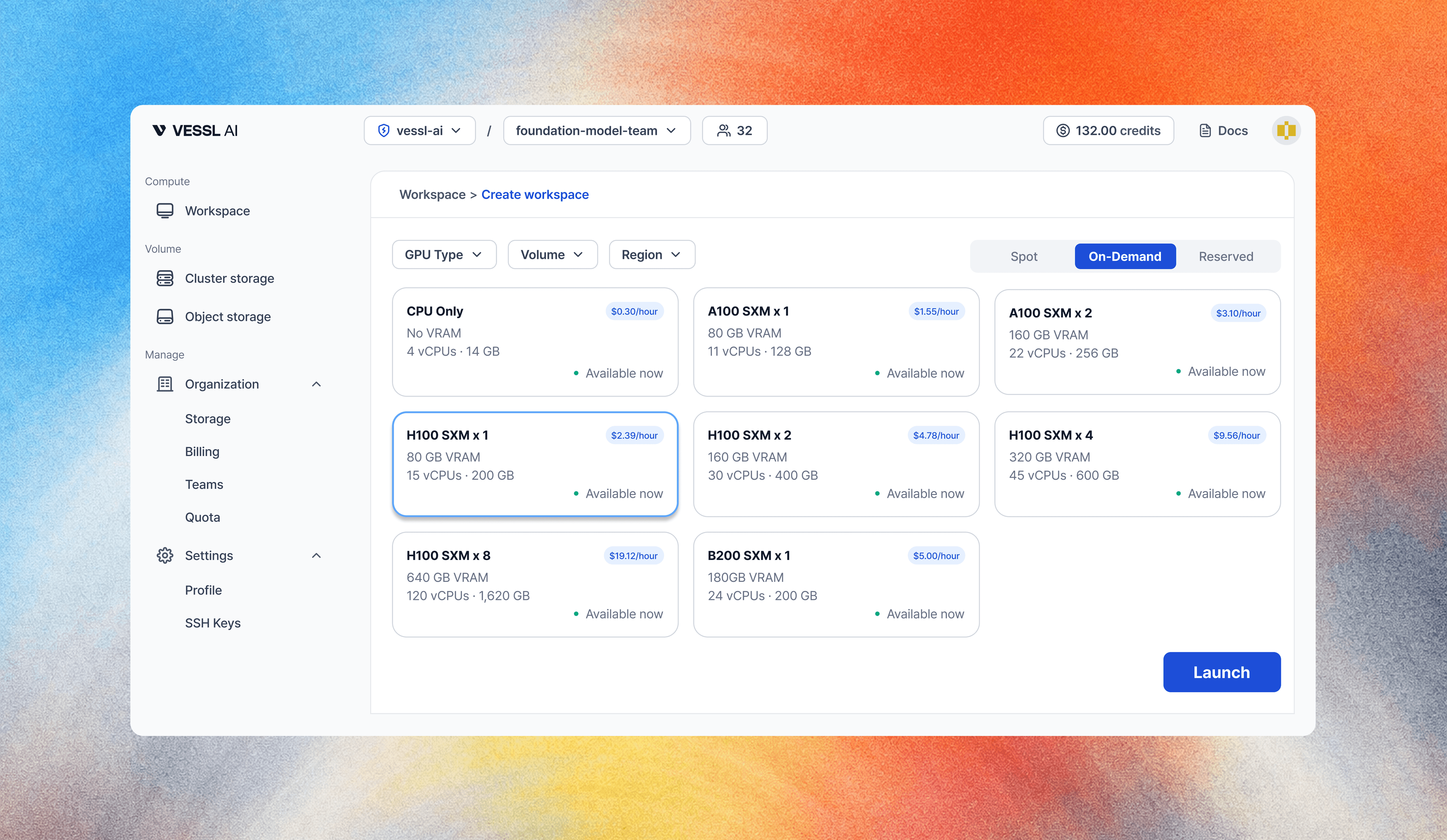 VESSL AI 대시보드 화면